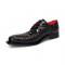 Fennix Italy "Hugo" Black Genuine Crocodile Lace-Up Dress Shoes.